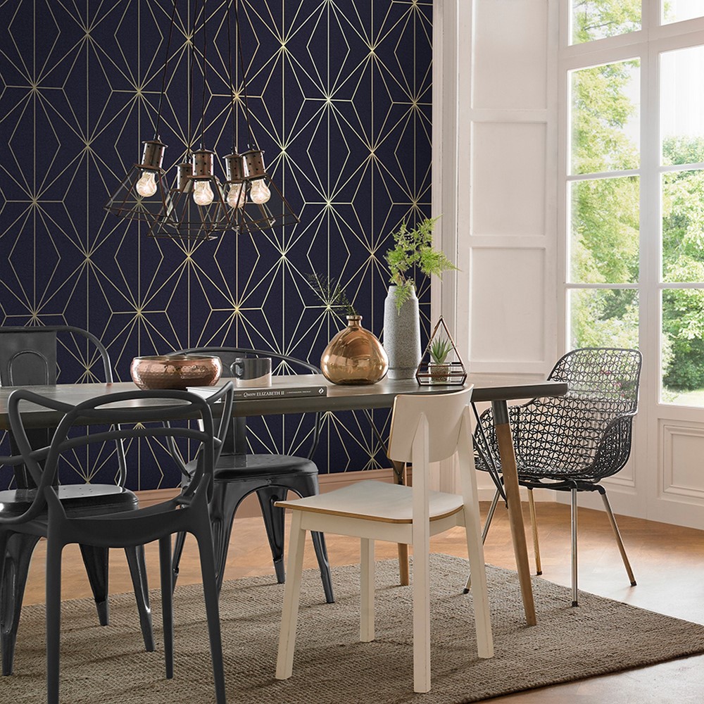 Harmony Wallpaper 107587 by Graham & Brown in Navy Blue